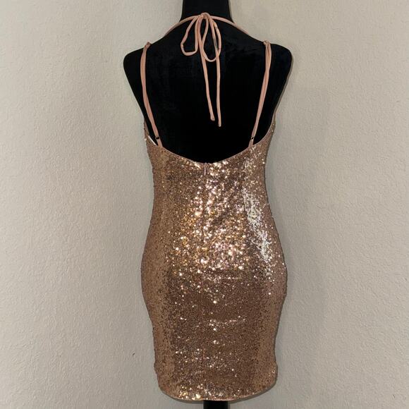 HELLO MOLLY Glitter Gypsy Dress Bronze Women's Small (4) Cocktail Homecoming - Picture 3 of 10